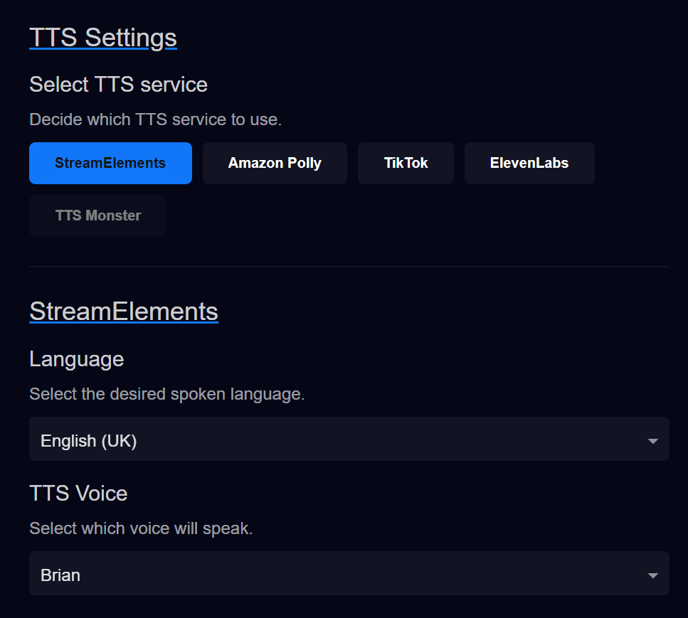 tts helper tts settings page service buttons