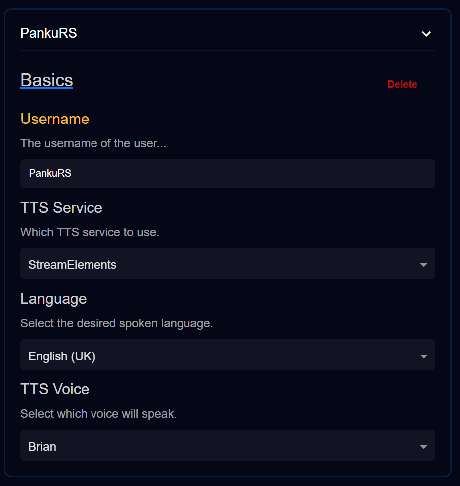 tts helper user voices page