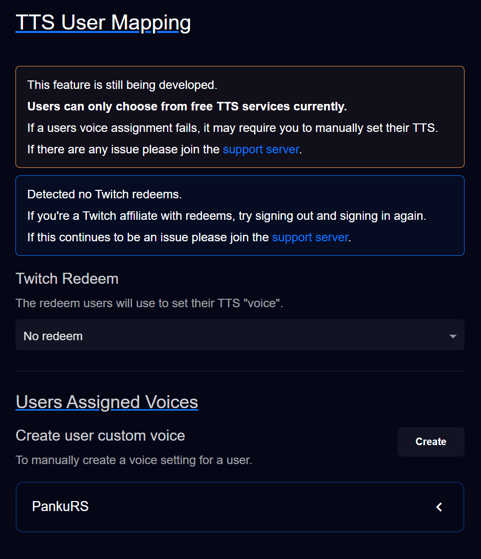 tts helper user voices page